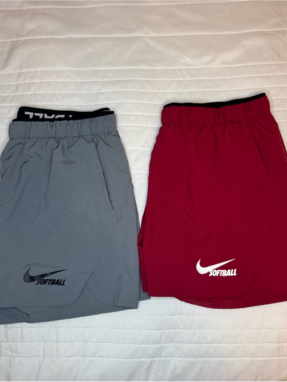 Nike Women’s Large Athletic Softball Shorts - Gray & Maroon